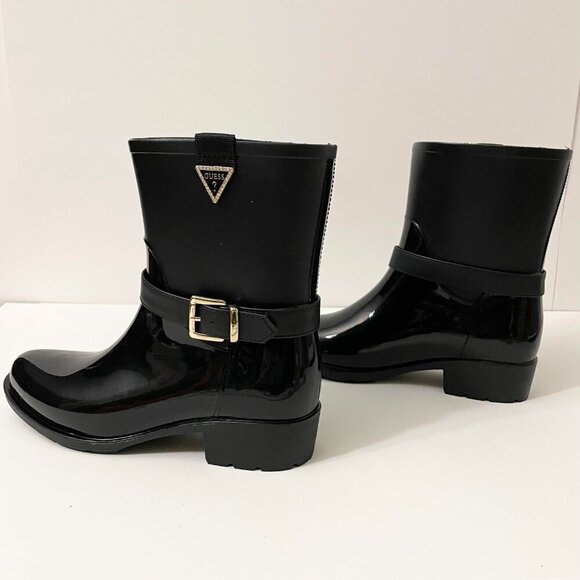 Guess Boots Womens Size 8 Black Booties Slip On Rubber Rain Boot GF Kirklin - Picture 6 of 16